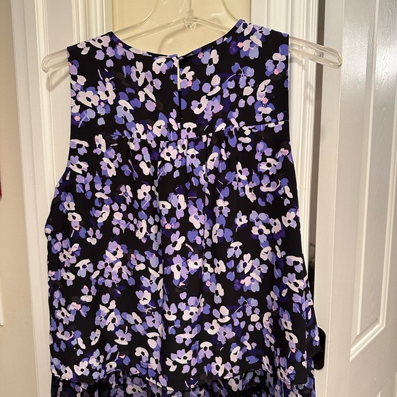 Kate Spade purple and black sleeveless blouse with ruffle trim.  Size M. - Picture 6 of 6